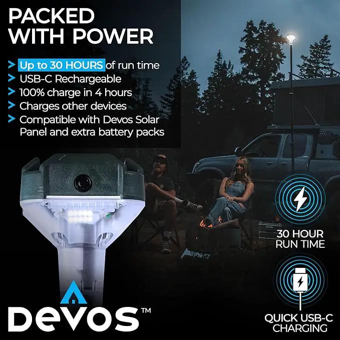 Devos Outdoor LightRanger 800 Lumen Lantern - Rechargeable Telescoping LED Lantern, 30-Hour Runtime, Illuminates 40-Foot Area, Adjustable Height by GreenHaven Gardens