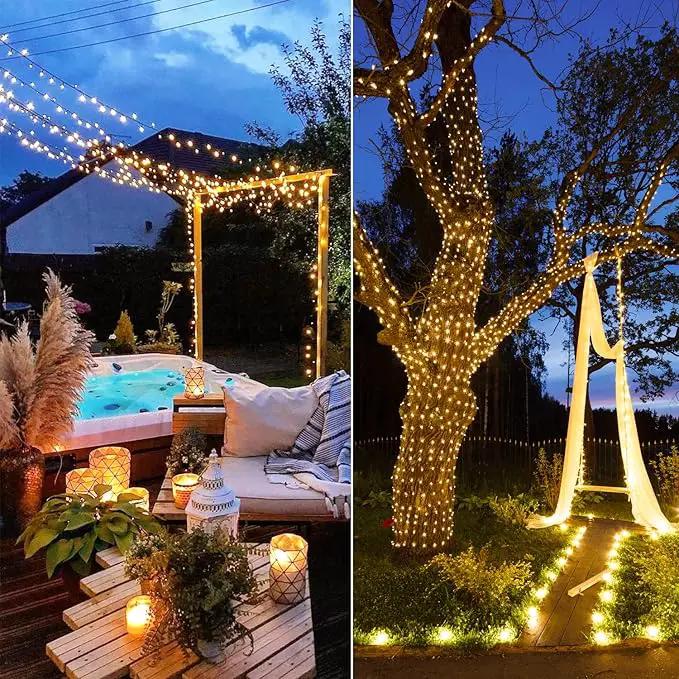 42.7Ft Warm White Solar Lights Outdoor, 2 Pack Total 200 LED Twinkle Solar Tree Lights, 8 Modes Solar String Lights for Outside Tree Patio Yard Wedding Garden Decorations by GreenHaven Gardens