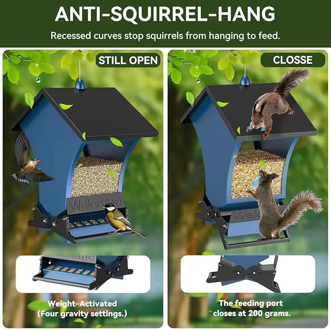 Wildpark Squirrel Proof Bird Feeders for Outdoors, 5LB Metal Hanging Feeders, Large Wild Feeders for Cardinals, Chickadees, Durable Backyard Feeders -One in Blue by GreenHaven Gardens