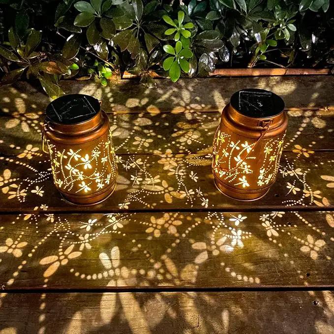 Mothers Day Gifts, 4 Packs Solar Lanterns Outdoor Hanging Lantern Lights, 4 Dragonfly Hollowed-Out Metal Decor Lantern, Waterproof LED Decorative Garden Light Gifts by GreenHaven Gardens