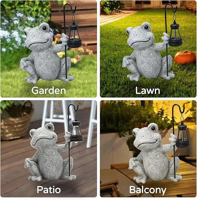 Solar Garden Outdoor Statues Frog with Solar Lantern, Lawn Decor Frog Figurine for Patio Balcony Yard, Yard Unique Christmas Birthdays Gift for Mom Grandma by GreenHaven Gardens