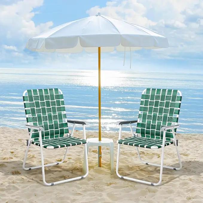 VINGLI Patio Lawn Webbed Folding Chairs Outdoor Beach Portable Camping Chair for Yard, Garden (2, Dark Green, Oversized) by GreenHaven Gardens
