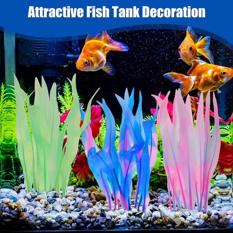 Kaiyuan Dynasty 2pc Artificial Fish Tank Plants Aquarium Decoration Plants Silicone Glowing Kelp Ornament Fish Tank Decor Aquarium Plant Aquatic Water Grass,7inch,Green by GreenHaven Gardens
