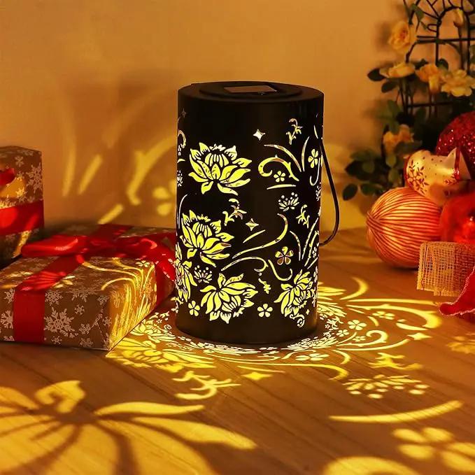 Solar Lanterns Outdoor Hanging Waterproof Metal Lotus Pattern Lanterns for Garden Patio Yard Lawn Front Porch Decor as Birthday Gifts for Mom Grandma Women by GreenHaven Gardens