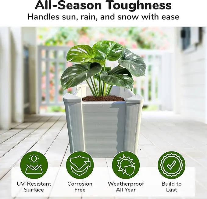 Raised Garden Bed - 1x1 ft Planter Box - White HDPE - No Tools Needed - DIY Kit for Urban Gardening, Flowers, Herbs & Vegetables - Made in The USA - 2 Pack by GreenHaven Gardens
