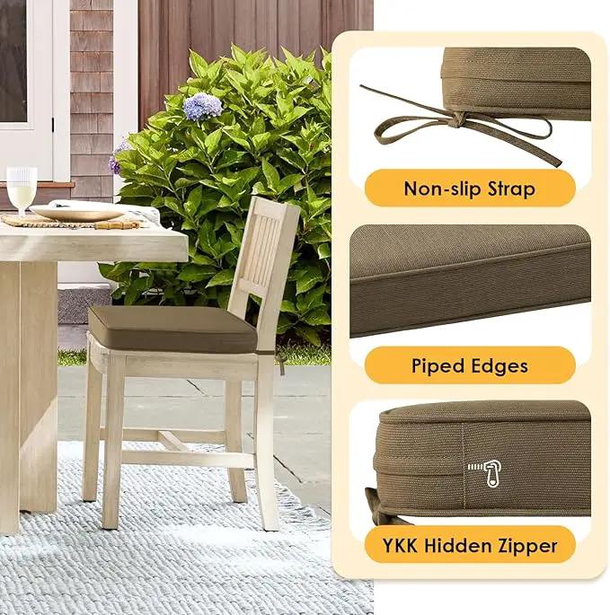 Outdoor Sunbrella Square Corner Seat Cushion, 19"x19"x3", Set of 4, Non Slip Seat Cushion Pads with Removable Cover for Patio Furniture, Garden Yard Lawn, Specrtum Caribou by GreenHaven Gardens