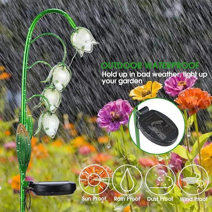 VCUTEKA Solar Garden Decor Stake Outdoor Light Glass Flower Stake for Yard Lawn Decor Backyard Decorations by GreenHaven Gardens