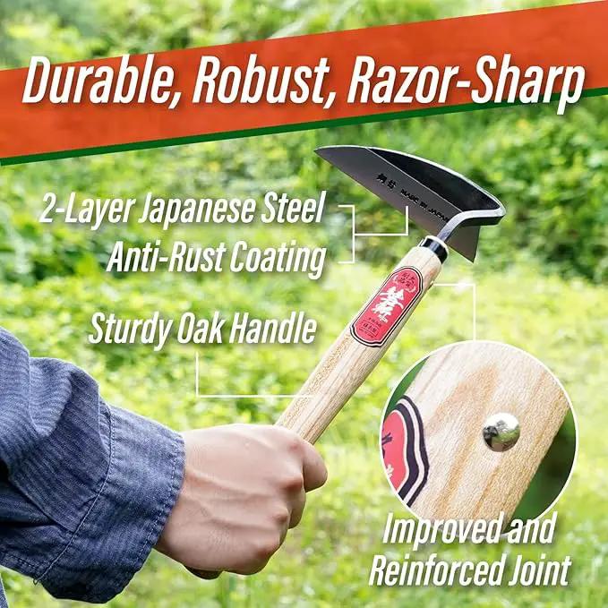 SUIZAN Nejiri Kama Weeding Sickle 13" - Professional Japanese Hand Weed Puller Garden Hoe Gardening Tools by GreenHaven Gardens