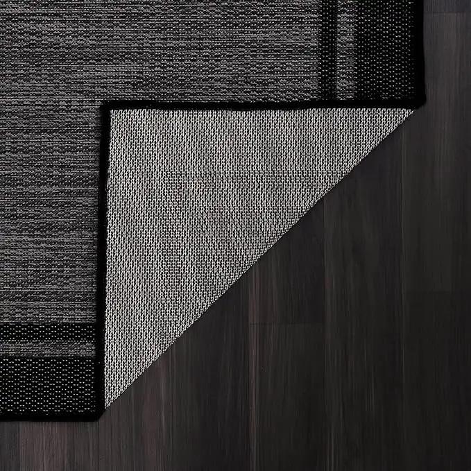 CAMILSON Indoor Outdoor Rug, 5x7 Bordered Dark Grey Black Modern Area Rugs for Indoor and Outdoor Patios, Kitchen and Hallway Mats, Washable Porch Deck Outside Carpet (Bordered Black, 5 x 7) by GreenHaven Gardens