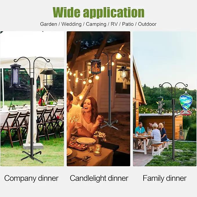 XDW-GIFTS Double Shepherds Hooks for Outdoor, 2-Pack Heavy Duty Garden Pole for Hanging Bird Feeder, Plant Baskets, Solar Light Lanterns, Garden Plant Hanger Stands with 5 Base Prongs by GreenHaven Gardens