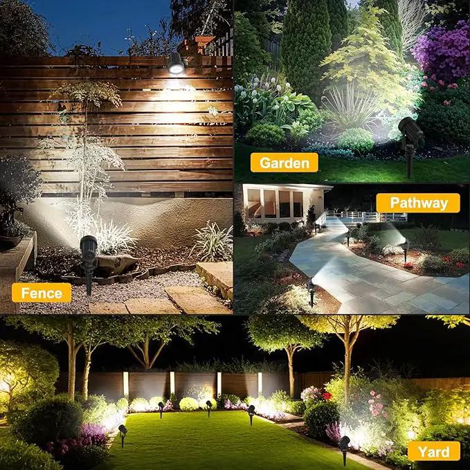 T-SUNUS Solar Garden Spotlight Outdoor 6-in-1, White Landscape Spot Lights IP65 Waterproof, 5W Separated Panel, Dusk to Dawn 6000K Spotlights for Tree Patio Yard Driveway Pathway Pool Porch Walkway by GreenHaven Gardens