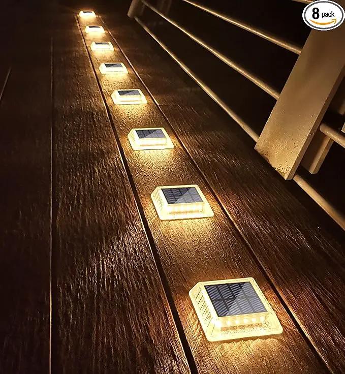Lacasa Solar Deck Lights, 8 Pack 30LM LED Dock Lights Warm White 2700K, Outdoor Solar Powered Step Lights Light up All Night IP68 Waterproof Auto ON/Off for Garden Stairs Driveway Pathway Lighting by GreenHaven Gardens