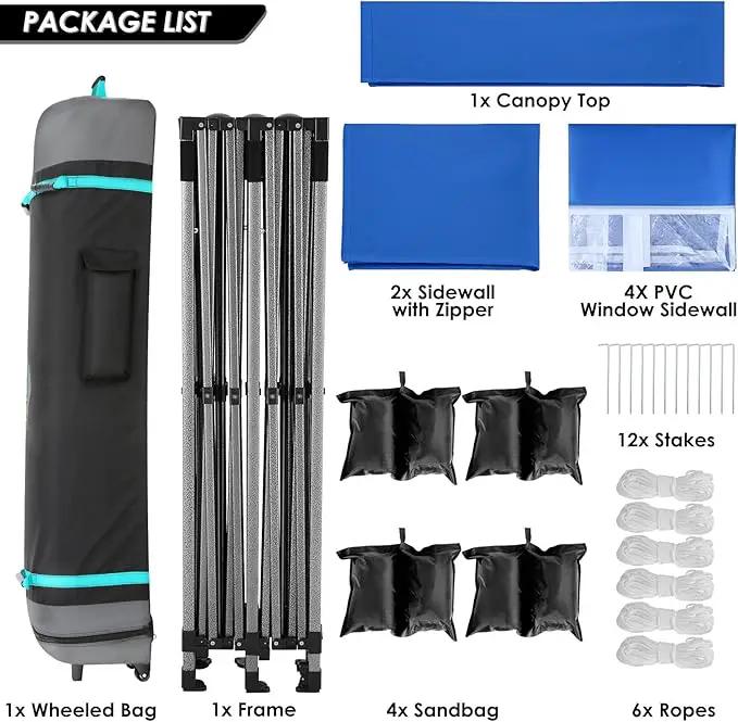 COBIZI 10x20 Canopy with Sidewalls, Heavy Duty Party Tent Pop up carpas para Fiestas, Tents for Parties, Wedding, Outdoor Ez up Foldable Portable Canopy Tent with Wheeled Bag, Blue(Windproof Upgrade) by GreenHaven Gardens