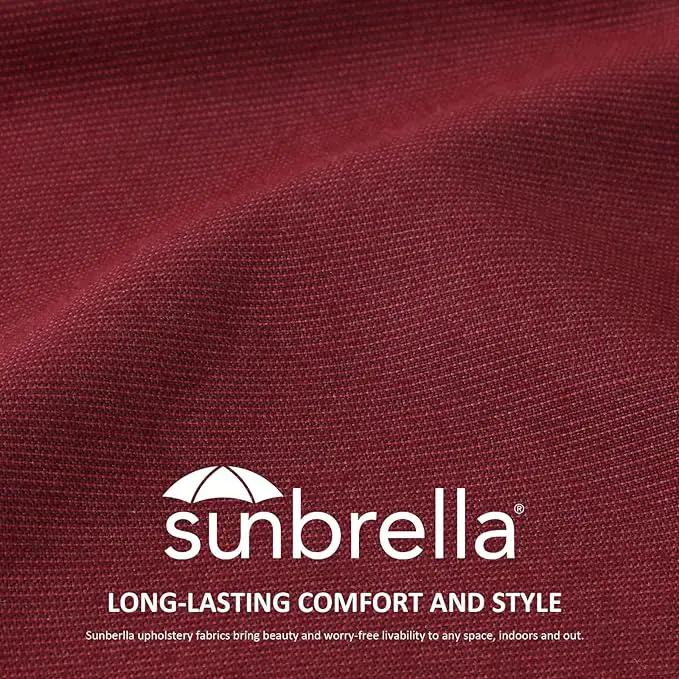 Sunbrella Square Corner Seat Cushions, 19" x 19" x 3", Set of 4, Indoor Outdoor Water Repellent Universal Chair Pads with Ties for Patio Furniture, Garden Dining Chairs, Spectrum Ruby by GreenHaven Gardens
