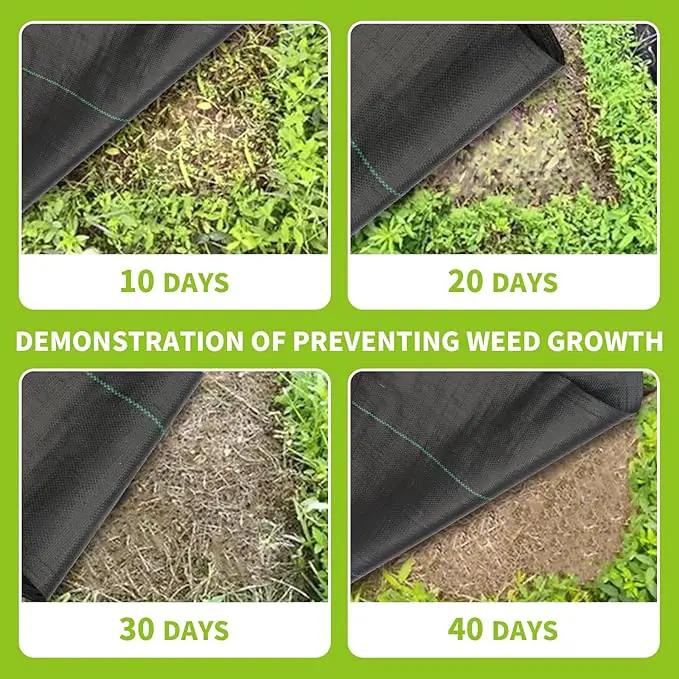 3x100ft 3.2OZ, Weed Barrier Landscape Fabric Heavy Duty, Woven Weed Control Fabric, High Permeability Good for Flower Bed, Geotextile Fabric Underlayment, Driveway (3ft*100ft) by GreenHaven Gardens