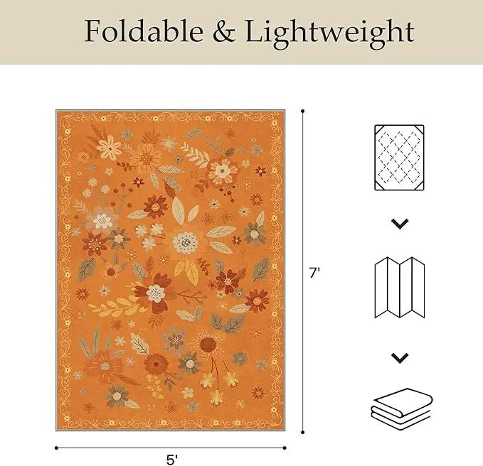 GENIMO Indoor Outdoor Area Rug 5' X 7' Waterproof, Washable Door Mat Non Shedding, Easy Cleaning Floral Outdoor Carpet for Patio, Entryway, Porch, Bathroom, Living Room, Bedroom, Backyard by GreenHaven Gardens