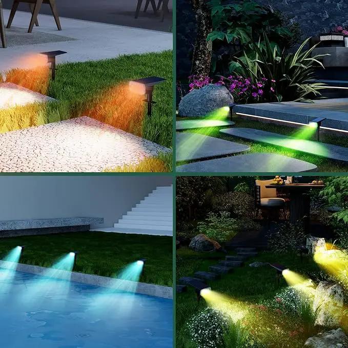 Solar Lights Outdoor Waterproof IP65, 8 Lighting Modes Multicolor Solar Spot Lights Outdoor, Landscape Spotlights for Garden Yard, 4 Pack RGB by GreenHaven Gardens