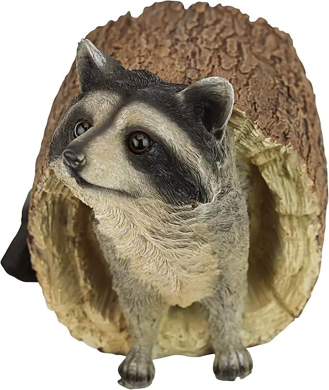 Design Toscano Bandit the Raccoon Indoor/Outdoor Garden Animal Statue, 10 Inch Long, Cast Stone Resin, Full Color Finish by GreenHaven Gardens