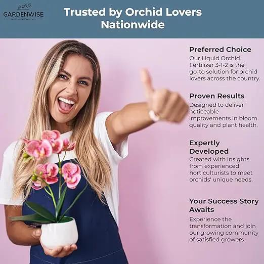 Liquid Orchid Fertilizer Concentrate 3-1-2 with Micronutrients Orchid Care Made Easy (16 OZ) by GreenHaven Gardens
