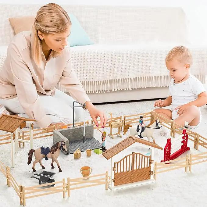 Peagrav Horse Stable Playset with Rider & Horses - Toy Figures for Boys & Girls, Ages 3-8 by GreenHaven Gardens