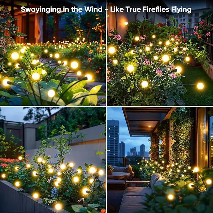 Solar Lights Outdoor Garden Decor: Unique Gardening Gifts for Mom - 4 Pack 32 LED Firefly Solar Powered Lamps - Sway by Wind Outside Waterproof Solar Lights for Yard Pathway Landscape Decorations by GreenHaven Gardens