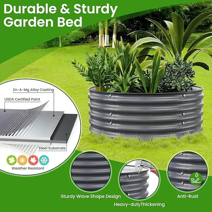 Round Raised Garden Beds, 42''x42''x17''Outdoor Galvanized Garden Planter Box for Vegetable Fruits Flower Herb (Deep Grey) by GreenHaven Gardens