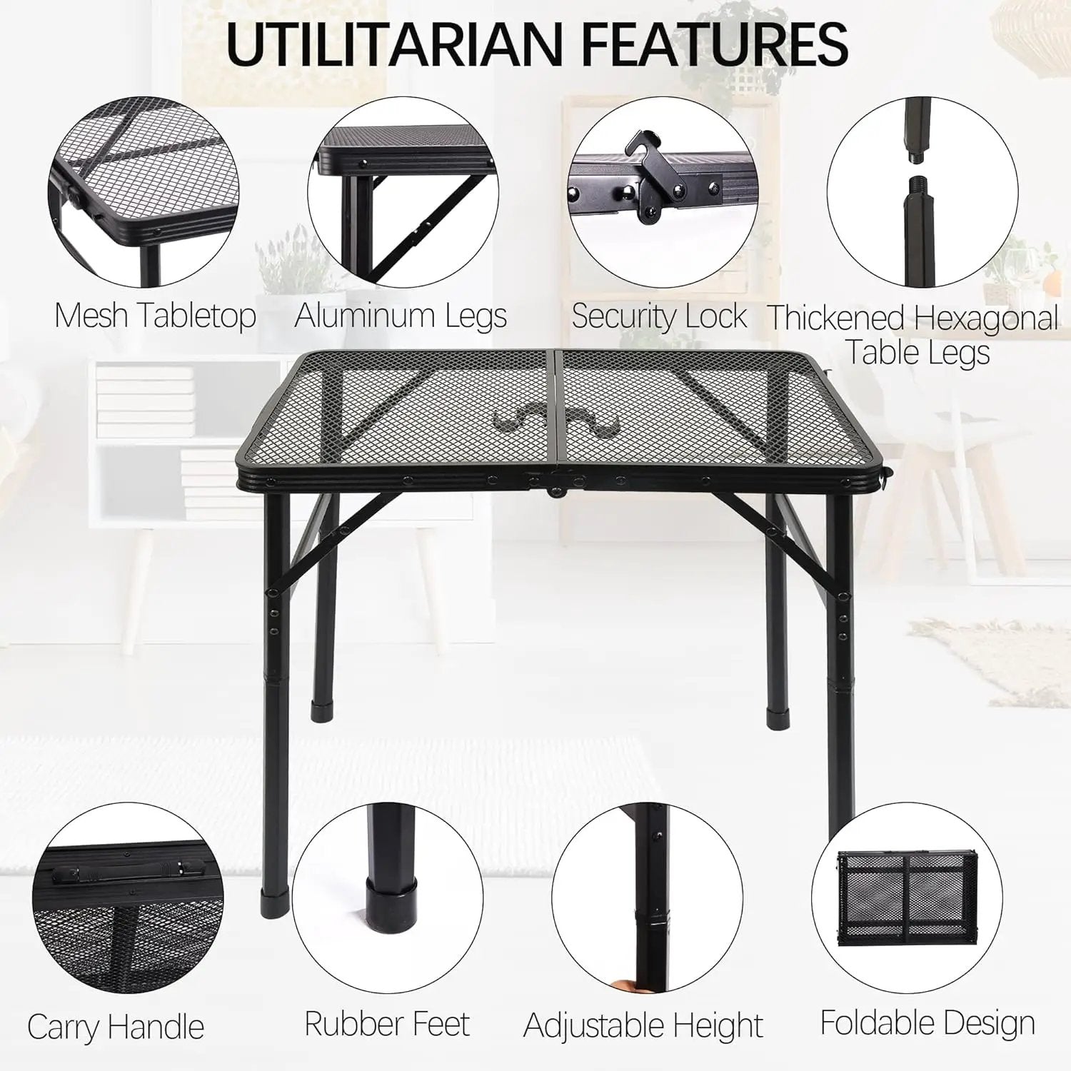 23”L×15”W×22”H Small Metal Folding Table, Camping Grill BBQ Side Table for Outdoor Garden Patio Yard- Portable Lightweight, Compact Grill Stand by GreenHaven Gardens