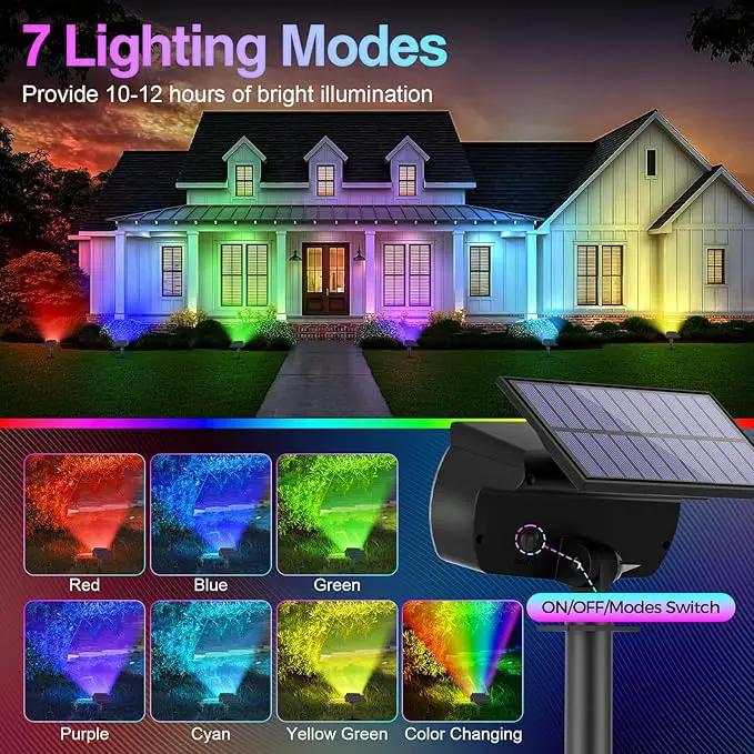 Solar Color Changing Spot Lights Outdoor, Multicolor Landscape Spotlights, IP65 Waterproof, Large Solar Panel, Yard Garden Pathway Light 4 Pack by GreenHaven Gardens