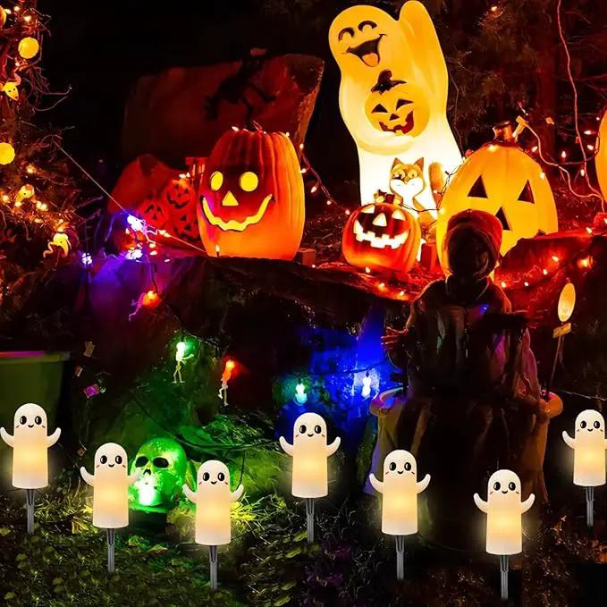 4 Pack Halloween Smiley Elves Pathway Lights, 7Ft Outdoor Halloween Decorations Lights with LED Smiling Ghost Yard Stakes Lights for Outdoor Garden Walkway Patio Backyard Halloween Party Decor by GreenHaven Gardens