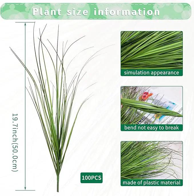 100Pcs Artificial Grass Plants Faux Shrubs Wheat Grass Fake Tall Grass Plants for Outdoor Decor Greenery Stems Weed for Room Indoor Home Decor（Green Red Tail by GreenHaven Gardens