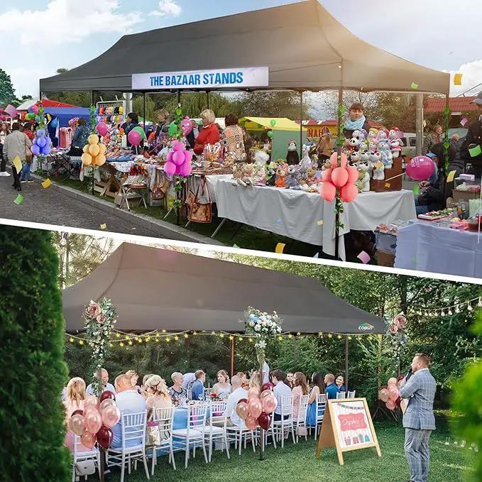 COBIZI 10x30 Pop Up Canopy Tent Heavy Duty with 8 Removable Sidewalls, Commercial Portable Tents for Parties Ez Up Canopy All-Weather Windproof & Waterproof and UPF 80+ Wedding Tent Sun Shelter by GreenHaven Gardens