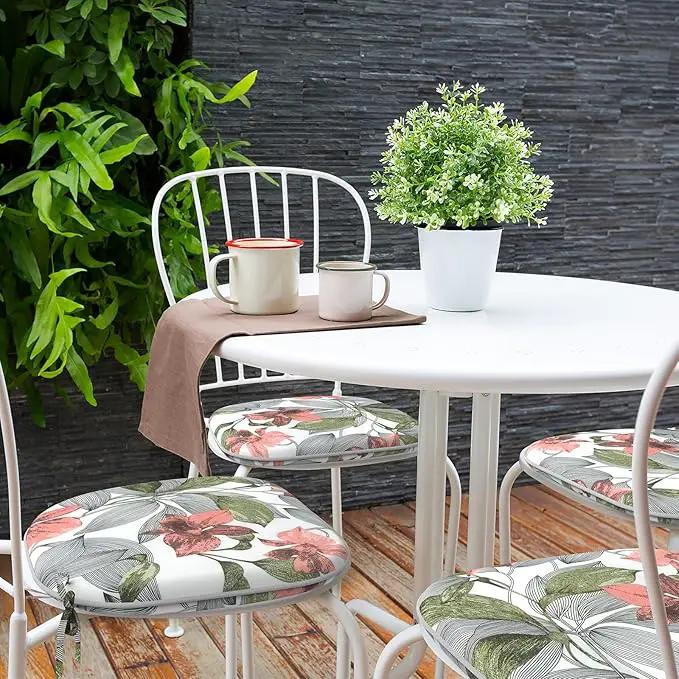 Indoor/Outdoor Chair Cushions 16x17 Inch, Patio Chair Cushions with Ties, All Weather Seat Cushions for Patio Furniture Home Garden Chair Use, Set of 2, Clemens Noir Pink by GreenHaven Gardens