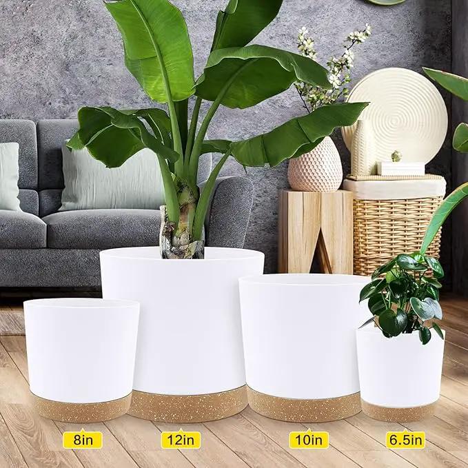 QCQHDU 12 inch Plant Pot, 2 Pack Planters for Indoor Plants with Drainage Holes & Saucer, Outdoor Flower Pots Home Garden Modern Decor by GreenHaven Gardens