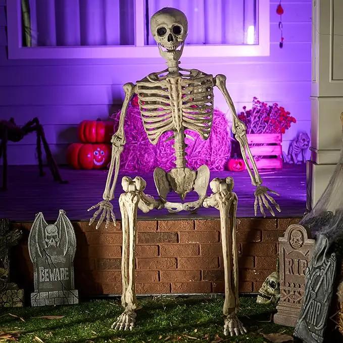 JOYIN 6.9 FT Halloween Skeleton Posable Plastic Full Body Realistic Human Bones with Movable Joints for Indoor Outdoor Halloween Props Spooky Scene Party Decorations（White, No Screwdriver） by GreenHaven Gardens