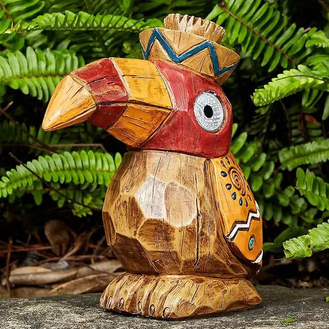 Solar Tiki Statue-WoodWoodpecker Bird-Garden Hawaiian - Solar Outdoor Light Garden Sculptures & Statues Totem Pole Bar Outdoor Patio Pool Yard Summer Decorations by GreenHaven Gardens
