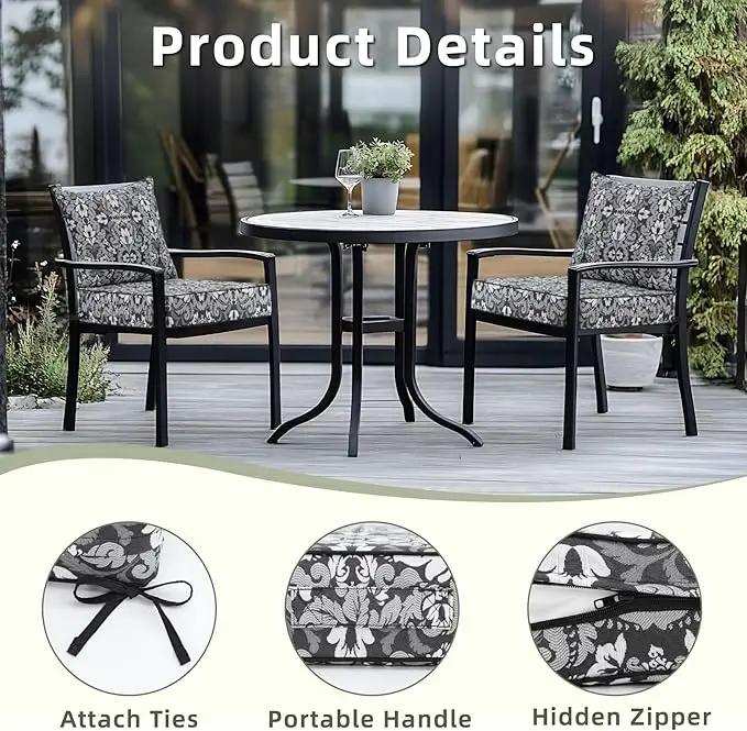 Favoyard Outdoor Seat Cushion 19 x 19 x 3 in Waterproof Pattern Fade Resistant Cover Removable Patio Furniture Cushions Deep Seat & Back Cushion Set with Adjustable Straps for Patio Chair Sofa Couch by GreenHaven Gardens