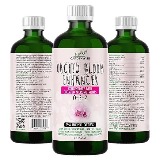 0-3-2 Giant Bloom: Orchid Bloom Enhancer - Orchid Bloom Booster - Orchid Food Fertilizer Concentrate - Chelated Nutrients for Healthy Flower & Reblooms (8 OZ) by GreenHaven Gardens