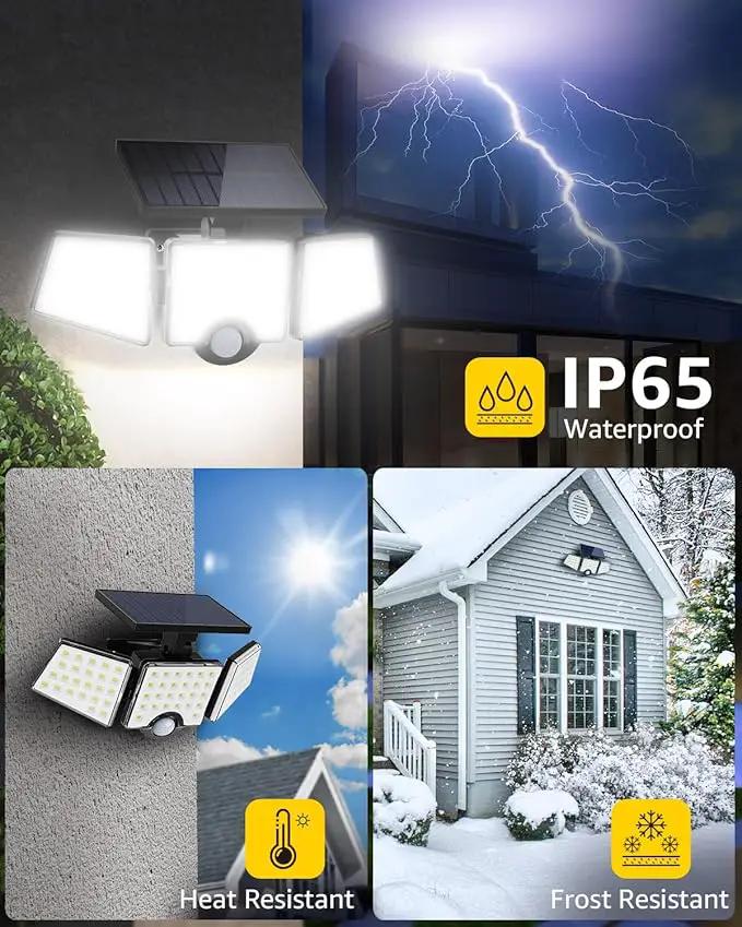 LE Solar Lights for Outside, Solar Lights Outdoor with Motion Sensor, WL4000 High Brightness, 3 Adjustable Heads 270° Wide Lighting Angle, IP65 Waterproof, Wireless Wall Lamp for Yard Garage by GreenHaven Gardens
