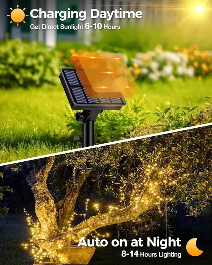 1 Pack Solar Fairy Lights for Outside Waterproof, 49FT/15M 150LED Solar String Lights Outdoor 8 Modes Solar Twinkle Lights for Garden Yard Christmas Tree Wedding Party Decor, Warm White by GreenHaven Gardens