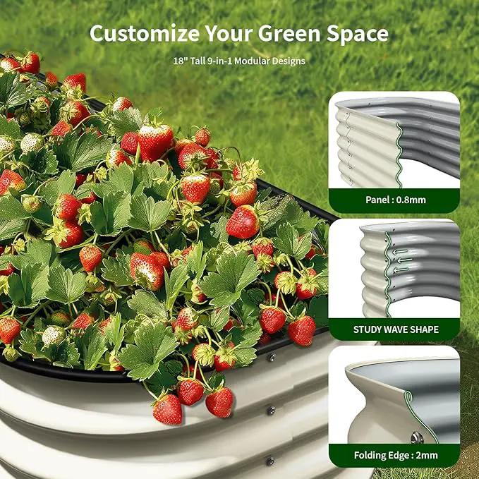 Enyu&You 8x2x1.5ft Galvanized Raised Garden Bed kit,Outdoor Oval Metal Planter Box for Planting Vegetables, Flowers,Fruits-White by GreenHaven Gardens
