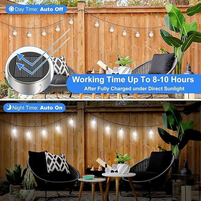 12Pack Outdoor Hanging Solar Lights - Solar Powered Crackle Glass Ball Lights Waterproof Tree Hanging Outdoor Globe Lights with Hook for Garden Balcony Patio Christmas Party Decoration, Daylight White by GreenHaven Gardens