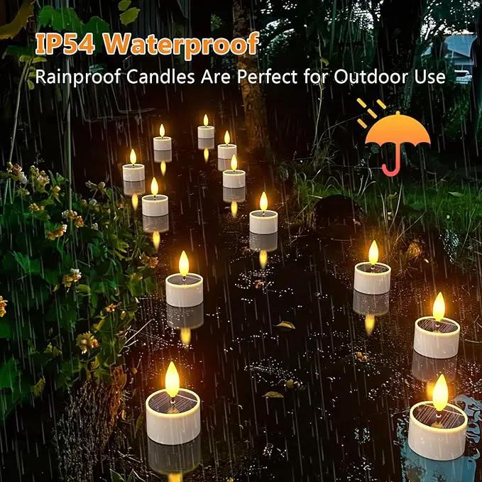 PChero 12 Pack Solar Tea Lights Outdoor Waterproof, Small Solar Lights with Dusk to Dawn Sensor, LED Tealight Candles for Lantern Garden Camping Outside Patio Home Decor,1.5" x 2.1" by GreenHaven Gardens