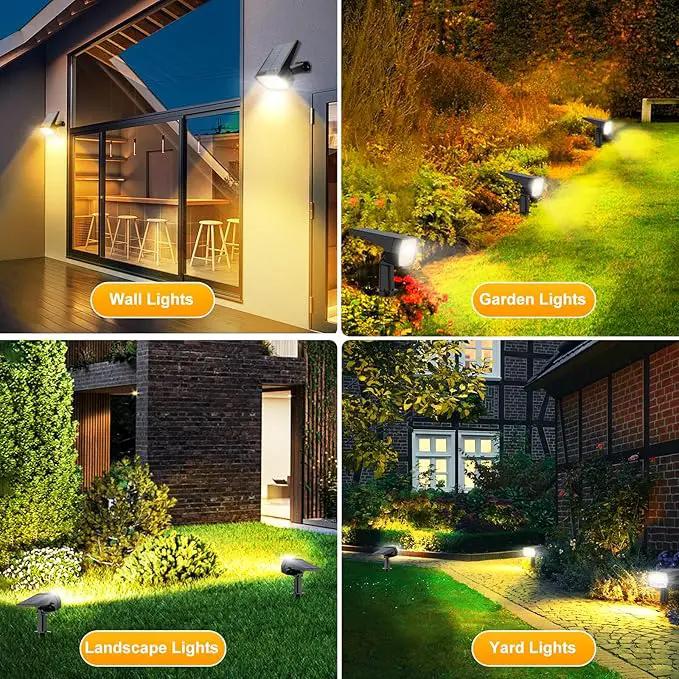 Fabrito 72 LEDs Solar Spot Lights Outdoor Waterproof, 3 Modes Landscape Spotlights, Dusk to Dawn Solar Powered Flood Wall Lights for Outside, Solar Garden Lights for Yard Porch 6 Pack (Warm White) by GreenHaven Gardens