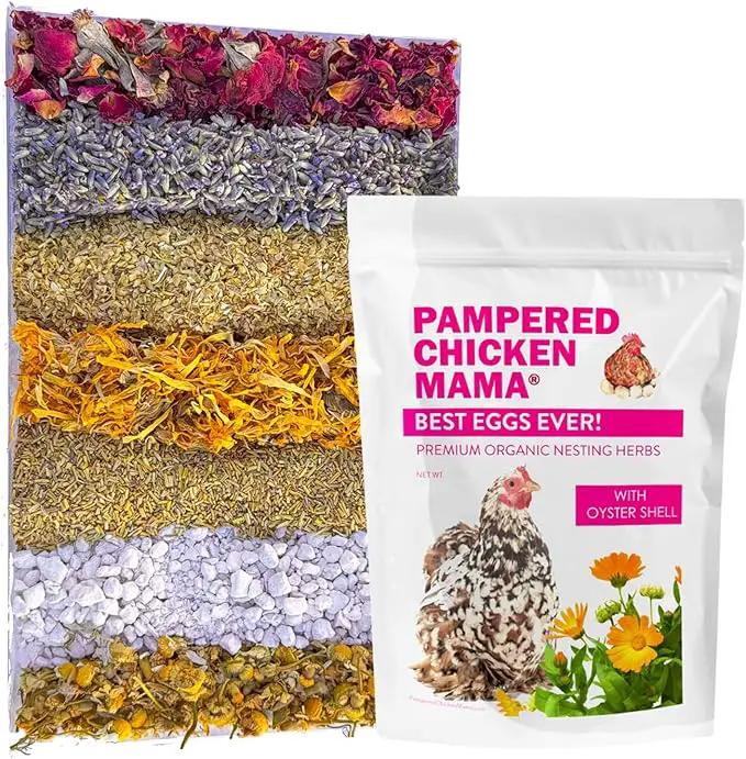Pampered Chicken Mama Best Eggs Ever! Nesting Herbs for Chickens (10 Ounces) Calcium Supplement for Chickens | Chicken Feed Supplies, Hen Treats for Coops by GreenHaven Gardens