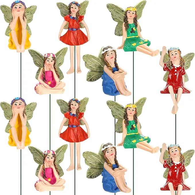 Bucherry 12 Pieces Garden Mini Fairies Figurines Miniature Fairy Sculpture Decoration Tiny Garden Accessories for Home Outdoor Yard Lawn Flower Pot Decor(Bright) by GreenHaven Gardens