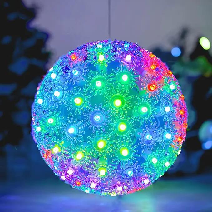 Brightown Christmas Hanging Starlight Sphere Light, 6” 100 RGB Replaceable LED Bulbs with Add-On Plug, LED Sphere Lights for Trees Party Wedding Patio Indoor Outdoor Decorations by GreenHaven Gardens