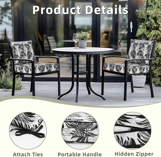 Favoyard Outdoor Seat Cushion 19 x 19 x 3 in Waterproof Pattern Fade Resistant Cover Removable Patio Furniture Cushions Deep Seat & Back Cushion Set with Adjustable Straps for Patio Chair Sofa Couch by GreenHaven Gardens