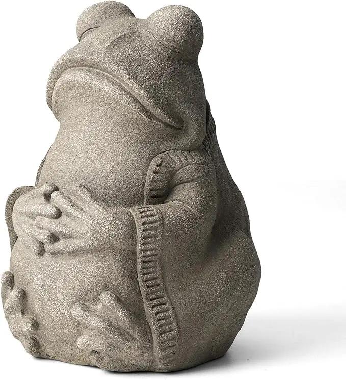 Glitzhome MGO Faux Concrete Zen-Style Frog Garden Statue Indoor and Outdoor Decoration, 16.75" H by GreenHaven Gardens