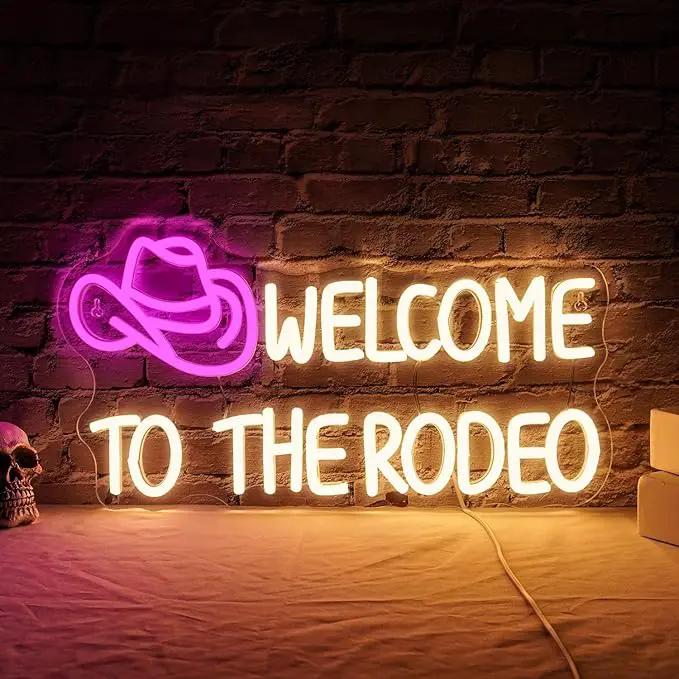 WLHOPE Welcome to The Rodeo Neon Sign Cowboy Hat Neon Sign Led Sign,Dimmable Cowgirl Neon Signs for Wall Decor,Connectivity Via USB Licked Neon Light for Bedroom Home Bar Club Party Western Decor by GreenHaven Gardens