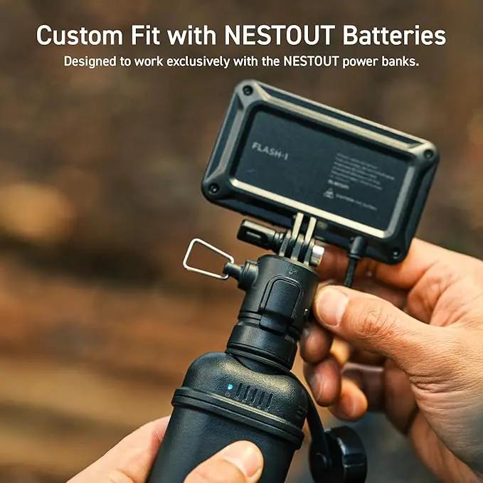 ELECOM NESTOUT Outdoor Camping LED Panel Flashlight w/ Mini Tripod, Dimmable USB Powered LED Light, IP44 Water Dust Resistant, 30-1000 Lumen, Portable Lantern for NESTOUT Power Bank, Beige (Flash-1) by GreenHaven Gardens